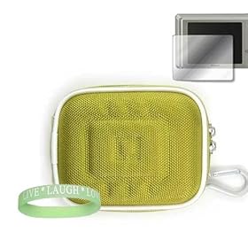 Flip Ultra / Flip Ultra HD 2nd Generation Nylon Green Carrying Case + Flip Ultra / Flip Ultra HD Screen Protector + Vangoddy tm, Live*Laugh*Love wrist band!!!