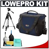 Lowepro Nova 3 AW (Navy Blue) Bag + Cleaning Kit + Tripod for Canon EOS, Nikon, Olympus Evolt, Pentax & Sony Alpha Digital SLR Cameras
