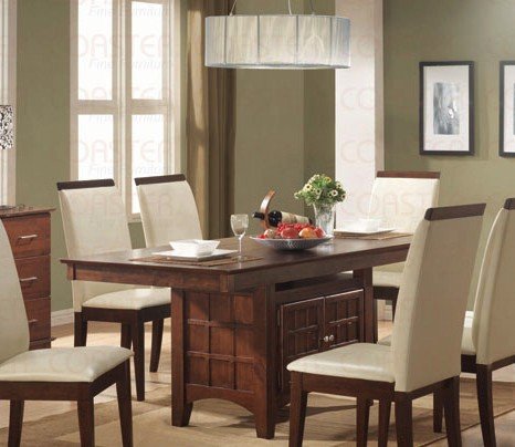 Dining Table with Storage Base Distress Walnut Finish