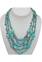 20" Stunning 3 Strands Simulated Green Turquoise Necklace with Toggle Clasp