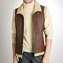 BGSD Men's Lamb Shearling Vest - Red Brown X-Large