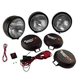 Rugged Ridge 15205.61 6" Black Round HID Off-Road Light with Wiring Harness - Set of 3