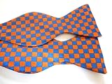 Marlon Garci 100% Woven Silk Blue and Orange Checker Silk Bow Tie - Florida Gators