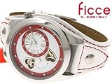 ficce(フィッチェ) 自動巻 クォーツ ツインムーブ 搭載 腕時計 レザー レディース ウォッチ FC-11031 ホワイト レッド