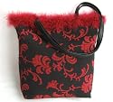 BELLY MODEN Exklusiver Shopper Gobelintasche Ornament rot mit echter Marabufeder