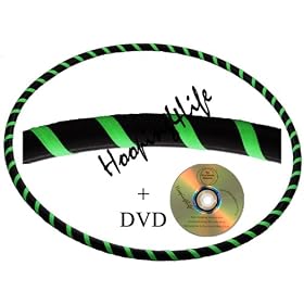 Hooping4Life Black and Fluorescent Green Medium (40") weighted (625g) exercise & dance Hoop with instructional DVD
