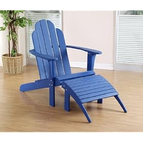 Blue Outdoor Patio Woodstock Adirondack Chair by Linon Home Decor Products