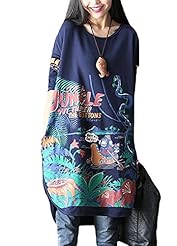 Raglan Sleeves Round Neck General Print  Shirt  Dress