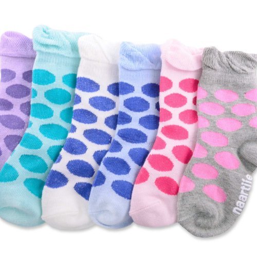 Naartjie Girls Solid Flat Knit Short Crew Sock 6 Pairs Pack, 12M-18M