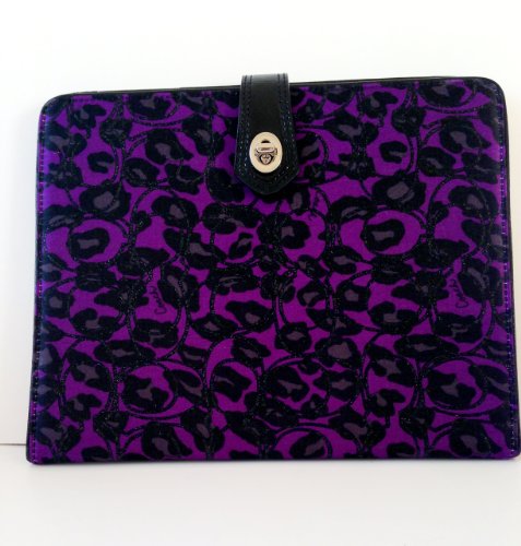 Coach Ipad 3 2 1 Tablet Folio Case Purple Ocelot F62070 Cover Stand W Camera Hole On Sale