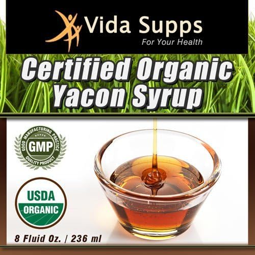 100% Pure Yacon Syrup, 100% Raw ★Certified USDA Organic and Vegan★. Natural Probiotic, Sweetener, and Appetite Suppressant to Aid with Weight Loss, Elevated Metabolism, and Digestive Detox Cleansing. 100% Raw Syrup from Yacon Root. 8 oz. (236ml) bottle.