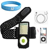 Black Workout Exercise Armband for Apple Ipod Nano 5th Generation + Screen Protector + Ipod Nano USB Data Cable + Wristband