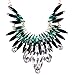 Qiyun (TM) Angel's Wing Green Fringe Dangle Crystal Beaded Charm Choker Necklace