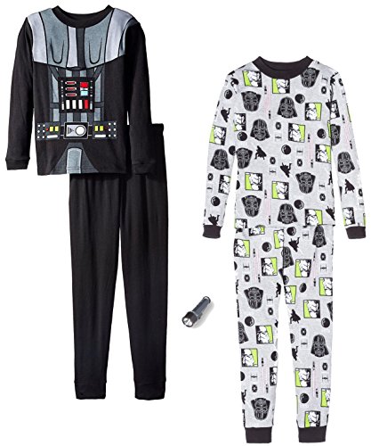Star Wars Little Boys' Vader Costume 4-Piece Pajama Set with FlashLight, 6