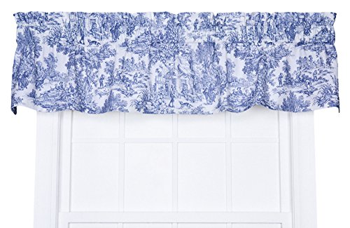 Victoria Park Toile Tailored Valence Window Curtain, Blue