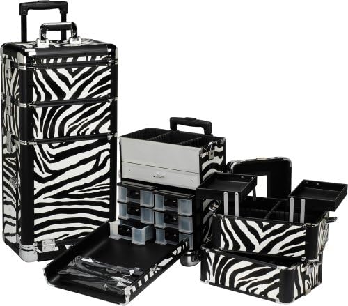 Seya Professional 3 in 1 Rolling Makeup Case (Zebra)