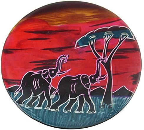 Fair Trade Hand Crafted African Elephant Sunset Side Dish Plate - 6"