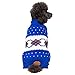 Blueberry Pet Scottish Argyle Pattern Inspired Turtleneck Dog Sweater in Royal Blue and White, Back Length 12