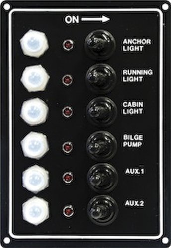 Seasense Led Switch Panel 6 Gang with Breaker And Rubber Boots