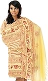 Powder-Yellow Prayer Shawl with Printed Sri Ram Jai Ram Jai Jai Ram Mantra - PolyCotton