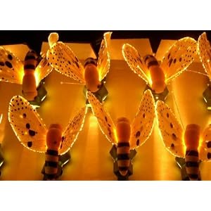 Fiber Optic~10 Yellow Bumble Bee Lights~Wedding Garden Lights 12'