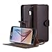AceAbove Leather Wallet Cover with Hand Strap for Samsung Galaxy S6 - Dark Brown