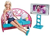 Barbie - T9080 -  Mobilier de Poupée - Poupee Barbie + Mobilier Salon