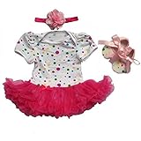 BAOHULU ベビー　女の子用　ワンピース　半袖　プリンセス　ヘアバンド/ワンピース/シューズ3点セット　ふわふわ　ヘアバンド/チュールスカート付き　プリンセススカート　写真　撮影