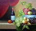 Still Life of Grapes, Peaches and Tomato Oil Painting 24 x 28 inches