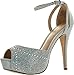 Blossom Womens Vice-126 Bridal Formal Evening Party Ankle Strap High Heel Peep Toe Glitter Sandal