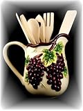 Tuscany Kitchen Wine decor Embossed Pitcher with Utensil Set
