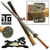 Chinese Jian Ken Sword ITO Katana Model 601 w/ Dragon Stand