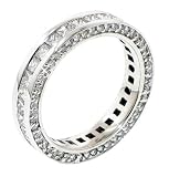 3.10 CT TW Princess & Round Cut Diamond Eternity Ring in 18K White Gold - Size 7