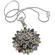 Silver Pendant Necklace Chain with Multi Gemstones for Women 1.75 inches (gpndt012)