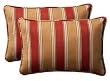 Pack of 2 Outdoor Patio Rectangular Throw Pillows 18.5" - Red and Khaki Stripe