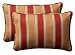 Pack of 2 Outdoor Patio Rectangular Throw Pillows 18.5" - Red and Khaki Stripe