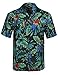 Hawaiian Print Lightweight Short Sleeve Button Up Shirt Black Size M