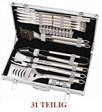 Edelstahl Grillbesteck 31 Teilig
