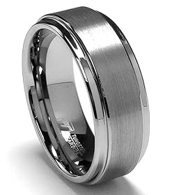 8MM High Polish / Matte Finish Men's Tungsten Ring Wedding Band Size 7: Jewelry