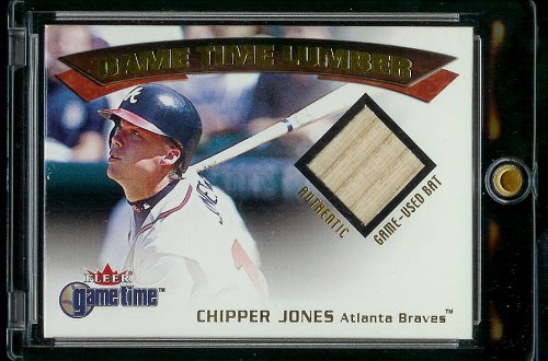 2001 Fleer Game Time Lumber Chipper Jones Game Used Bat Atlanta Braves Baseball Card - Mint Condition - Shipped In Protective Display Case!