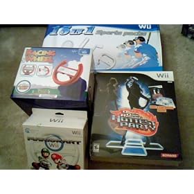 Mario Kart with Wheel/Dance Dance Revolution with Dance Pad/Dreamgear Wii Wheel/15 Piece Wii Sports Kit for the Wii