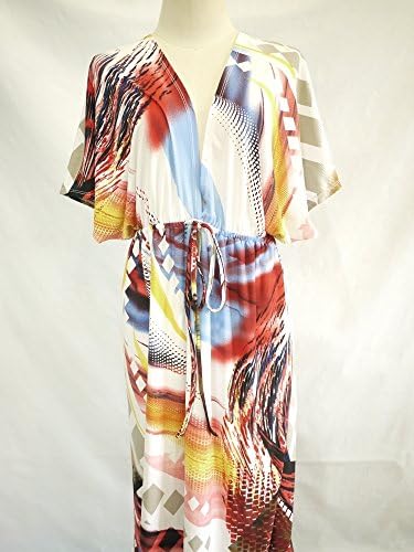 The Sisters Women Red Multicolored VNeck Kimono Long Maxi Dress L XXL 14 16