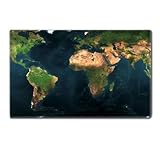 Map Planet Continents Land Ocean Table Mats Customized Made to Order Support Ready 24 Inch (610mm) X 14 15/16 Inch (380mm) X 1/8 Inch (4mm) High Quality Eco Friendly Cloth with Neoprene Rubber Luxlady Small Deskmat Desktop Mousepad Laptop Mousepads Comfortable Computer Place Play Mat Cute Gaming Mouse pads