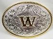 SILVER/GOLD PLATED  MONOGRAM LETTER "W" BELT BUCKLE