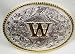 SILVER/GOLD PLATED  MONOGRAM LETTER "W" BELT BUCKLE