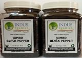 Indus Organics Tellicherry Jumbo Black Peppercorns 1 Lb (X2 Jars)