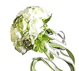 （ジェイビーエス）JBS ウェディングブーケ ブライダル フラワー 結婚式 花嫁 披露宴 バラ 花束 (ホワイト＆グリーン)