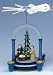 Blue Christmas Pyramid with Gold Accents - Christ in the Manger - 1 Tier Candleholder