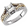 Two Tone Y Slingshot Diamond Engagement Ring (Center stone is not included)