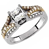 Two Tone Y Slingshot Diamond Engagement Ring (Center stone is not included)